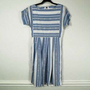 Brickyard Buffalo‎ Fit Flare Dress Women's S Blue White Striped Cottage Core